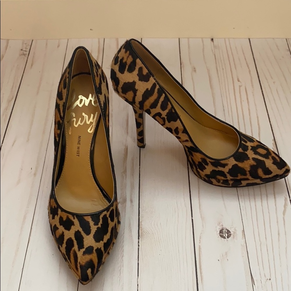 New Nine West Leopard Calfskin Pumps
